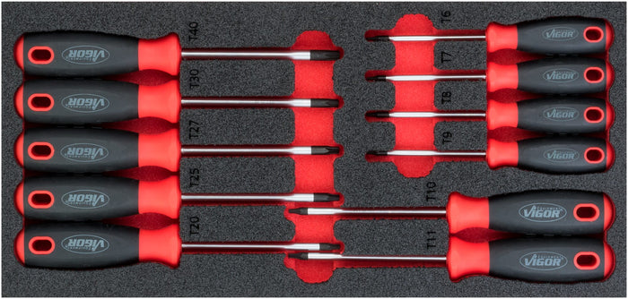 Vigor 11 Pce Torx Screwdriver Set V4991 Modular Insert Tray