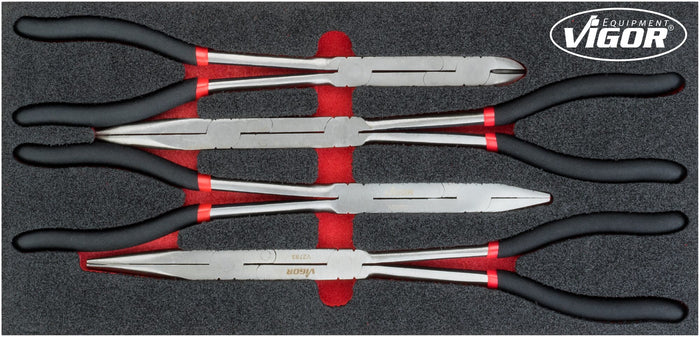 Vigor 4 Pce Double Joint Pliers Set V4995 Modular Insert Tray