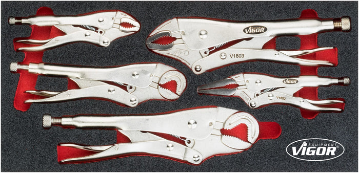 Vigor 5 Pce Grip Pliers Set V5004 Modular Insert Tray
