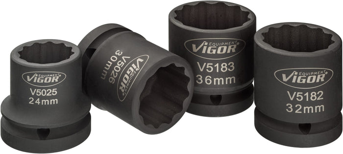 Vigor V5024 3/4in Drive Impact Socket Set 4 Pce (24,30,32,36mm)