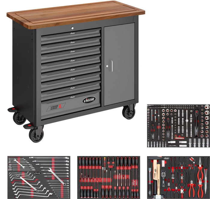 Vigor 256 Piece Mobile Work Bench Series L with Assortment V5156