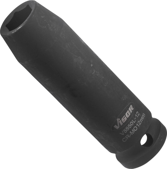 Vigor 1/2in Drive 12mm Deep Impact Socket V5550L-12