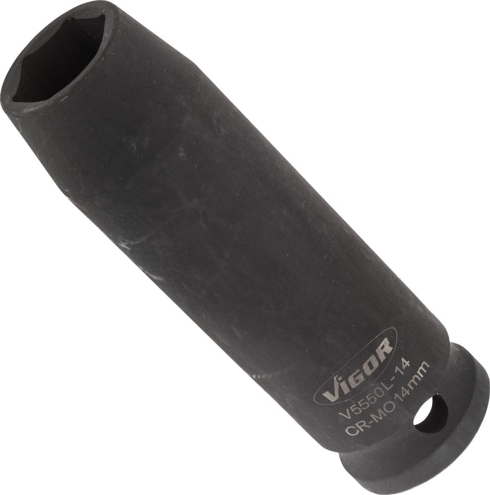 Vigor 1/2in Drive 14mm Deep Impact Socket V5550L-14