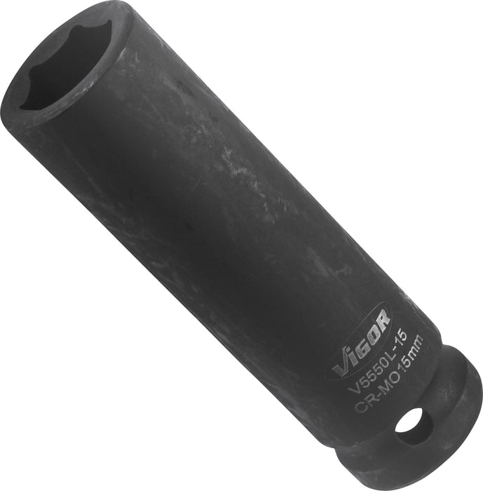 Vigor 1/2in Drive 15mm Deep Impact Socket V5550L-15