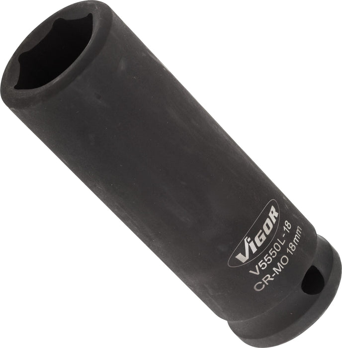 Vigor 1/2in Drive 18mm Deep Impact Socket V5550L-18