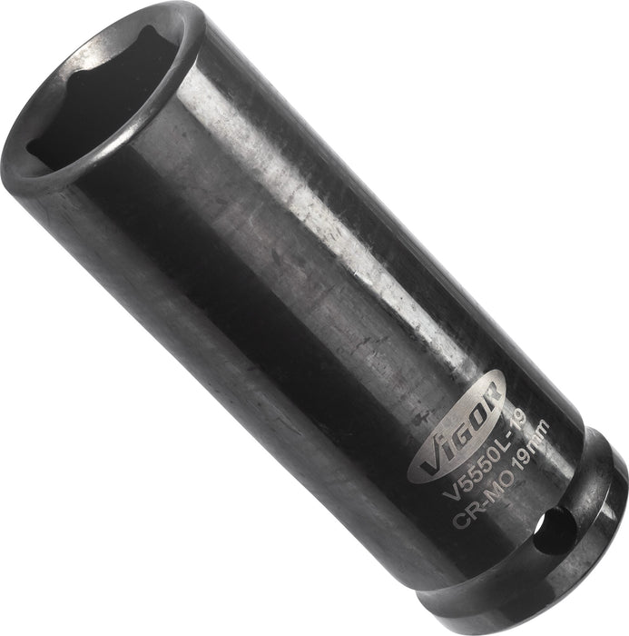Vigor 1/2in Drive 19mm Deep Impact Socket V5550L-19
