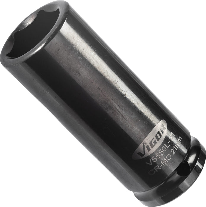 Vigor 1/2in Drive 21mm Deep Impact Socket V5550L-21