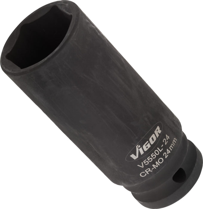 Vigor 1/2in Drive 24mm Deep Impact Socket V5550L-24