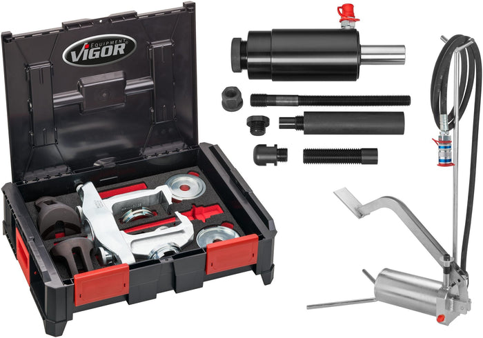 Vigor 26 Piece Compact Wheel Bearing Removal/Installation Set with Hydraulic Foot Pump V5554