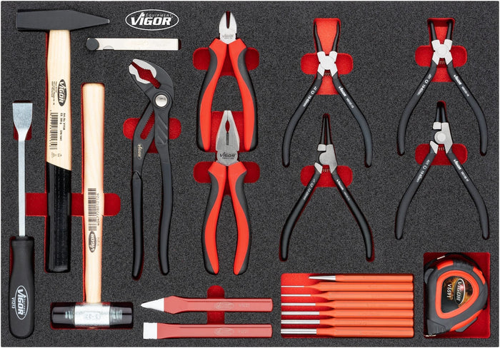 Vigor Pliers, Hammer Chisel Set V5637N Modular Insert Tray