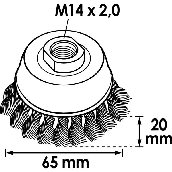 Vigor Cup Brush 65mm Knotted Wire V6801-65