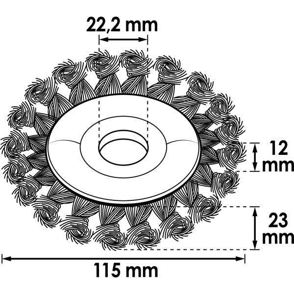 Vigor Wheel Brush for Right-Angle Grinder 115mm Knotted Wire V6804