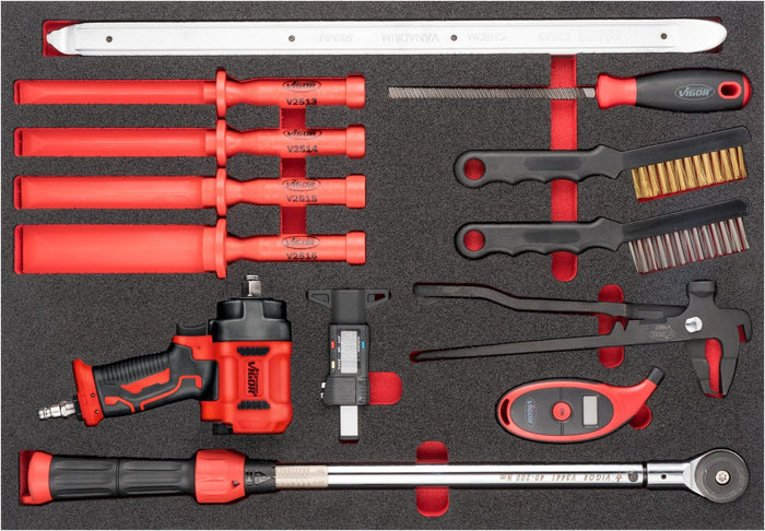 Vigor 13 Piece Specialty Tools for Wheels/Tyres V6812 Modular Insert Tray