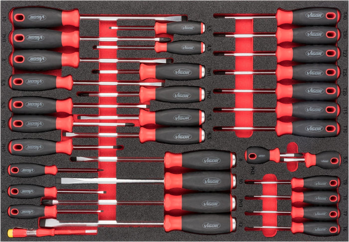 Vigor 34 Pce Screwdriver Set V6813 Modular Insert Tray