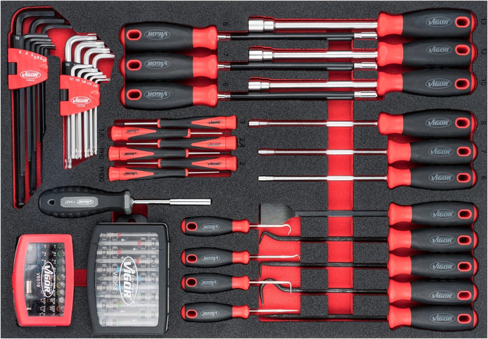 Vigor 97 Pce Screwdriver and Bit Set V6814 Modular Insert Tray