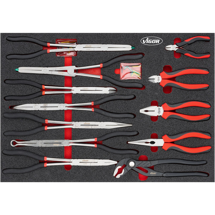 Vigor V4481-XXL/929 Tool Trolley Series XXL Stainless Steel Worktop with Tool Assortment, 929 Piece