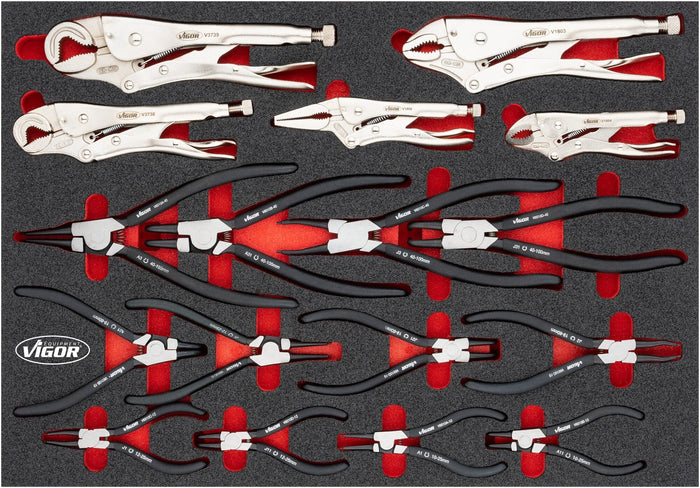 Vigor 17 Piece Pliers Set V6816N Modular Insert Tray