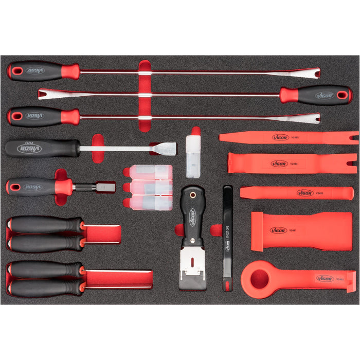 Vigor V4481-XXL/929 Tool Trolley Series XXL Stainless Steel Worktop with Tool Assortment, 929 Piece