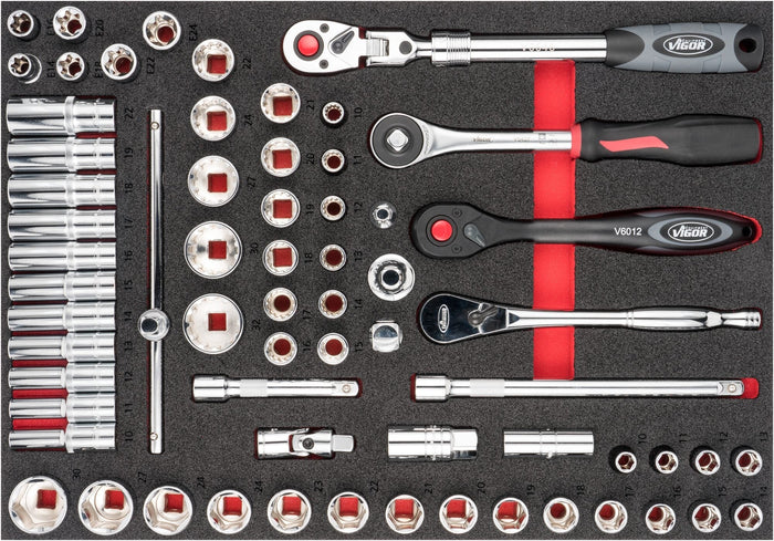 Vigor 65 Pce Socket Set V6822 Modular Insert Tray