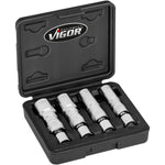 Vigor V7002/4 Spark Plug Socket Set (Size 14, 16, 18, 20.8mm), 4 Pce