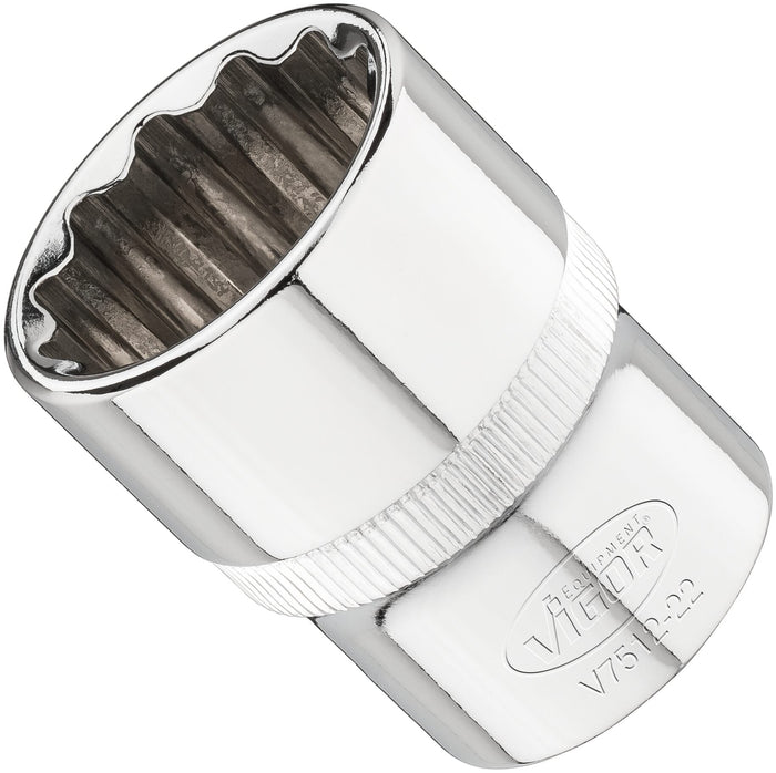 Vigor 1/2in Drive 22mm 12 Point Socket V7512-22