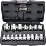 Vigor 1/2in Drive 17 Pce 12-Point Socket Set V7512/17