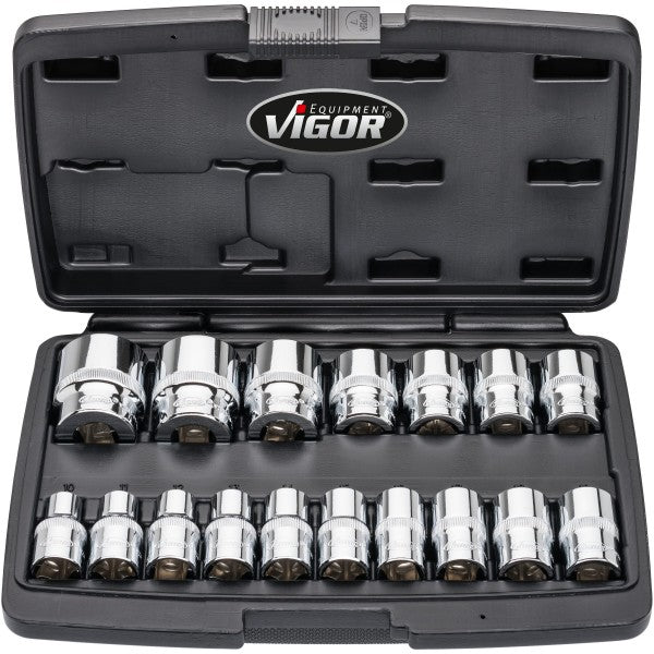 Vigor 1/2in Drive 17 Pce 12-Point Socket Set V7512/17