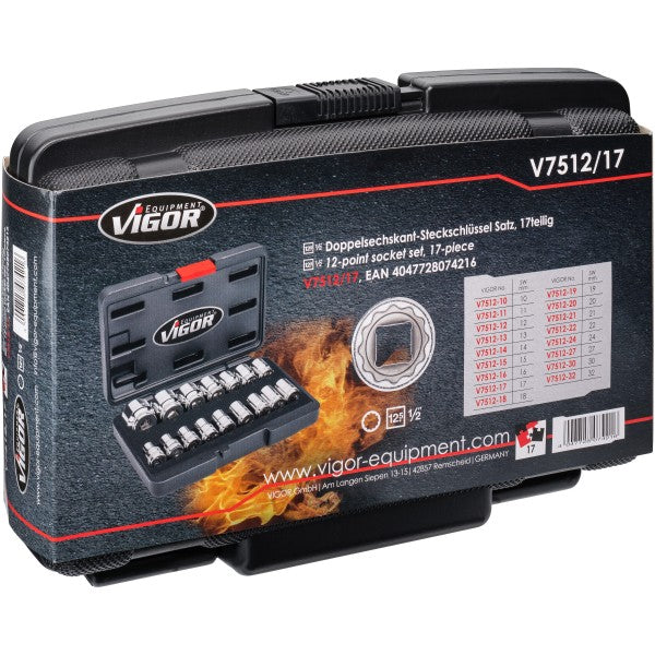 Vigor 1/2in Drive 17 Pce 12-Point Socket Set V7512/17