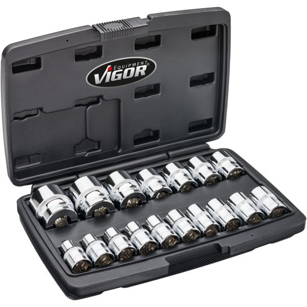 Vigor 1/2in Drive 17 Pce 12-Point Socket Set V7512/17