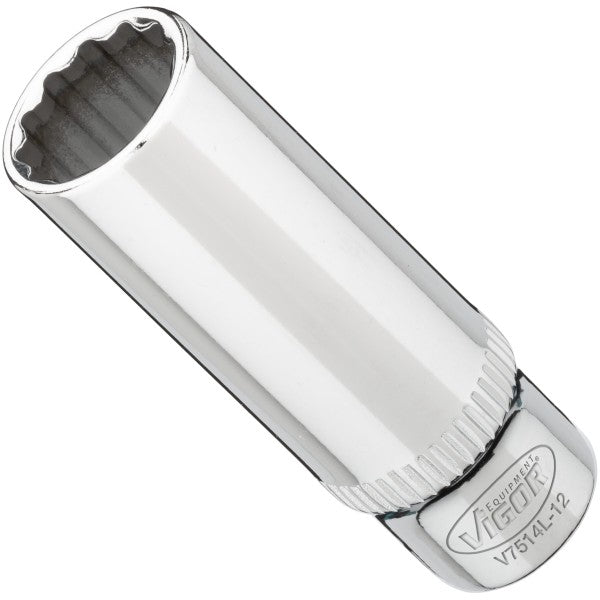 Vigor 1/4in Drive 12mm 12 Point Socket Long V7514L-12