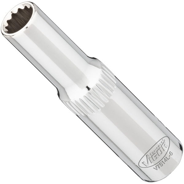 Vigor 1/4in Drive 6mm 12 Point Socket Long V7514L-6