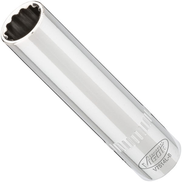 Vigor 1/4in Drive 8mm 12 Point Socket Long V7514L-8