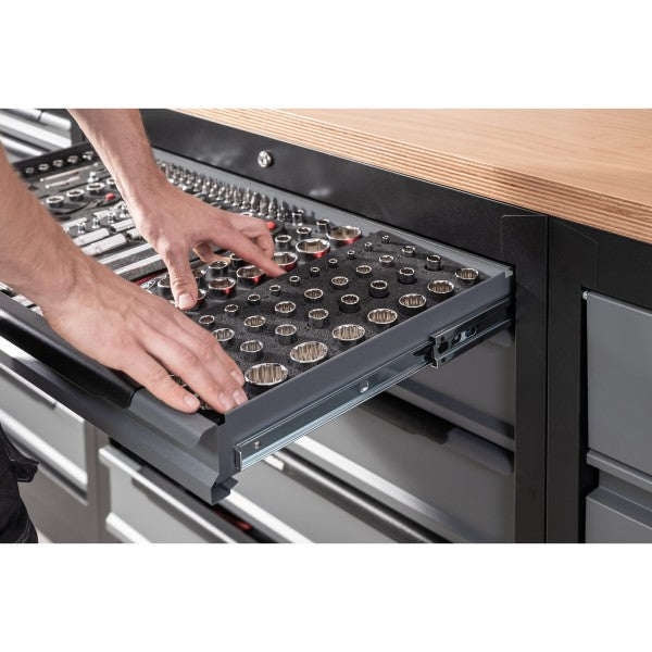 Vigor Mixed Square Drive 42 Piece 12-Point Socket Set V7520  Modular Insert Tray