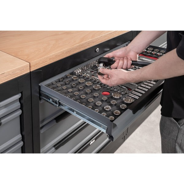 Vigor Mixed Square Drive 42 Piece 12-Point Socket Set V7520  Modular Insert Tray