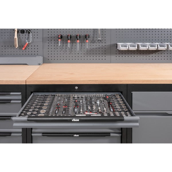Vigor 172 Piece Socket Tool Set V4188 Modular Insert Tray